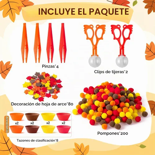 Vista 3 de EZdhuawuse Llenadores sensoriales de otoño – 294P Otoño Acción de Gracias juguetes de motricidad fina para niños, juguete de conteo de otoño