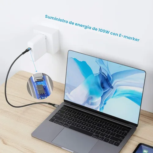 Vista 3 de Fasgear Cable USB C a USB C de 1.6 pies, tipo C USB 3.1 Gen 2 10Gbps 4K @60Hz Salida 5A 100W Entrega de energía de carga rápida (PD), para estación