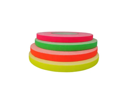 Vista 4 de GGR Supplies T.R.U. FCT-665 - Cinta de escenario verde fluorescente de alta calidad, tela mate con adhesivo de goma, 1 pulgada x 60 yardas