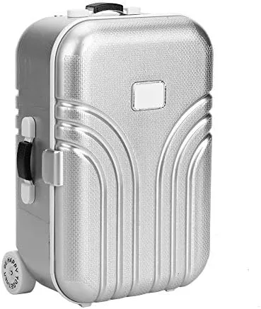 Vista 6 de Asixxsix Maleta de viaje de mini muñecas - Caja de equipaje con ruedas para muñecas (plateada)