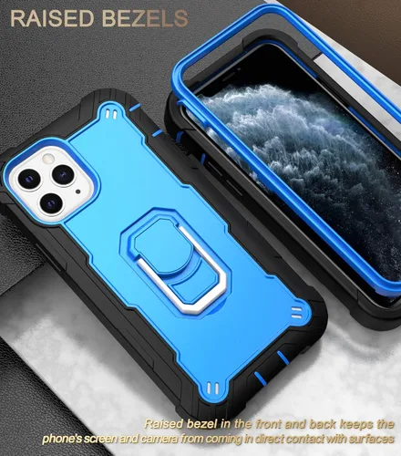 Vista 6 de Asuwish Funda de teléfono para iPhone 11 Pro 5.8 con soporte de anillo híbrido, resistente, a prueba de golpes, a prueba de caídas, cuerpo completo