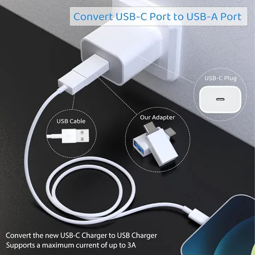 Vista 7 de Adaptador USB C a USB 1, adaptador USB-C macho a USB 3.0 hembra para MacBook Pro 2021/2020 iMac iPad Pro/mini 6 Pixel 6 5 4 xl USB C cargador