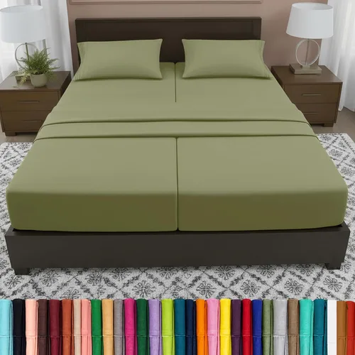 Vista 19 de Elegant Comfort - Juego de sábanas de lujo de 4 piezas - Ropa de cama de lujo de 1500 hilos, calidad de hotel prémium, microfibra, resistente a