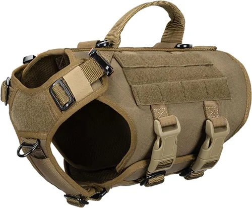 Vista 27 de ICEFANG GN3 Arnés táctico para perro con hebilla 6X, chaleco Molle para perro con asa, cobertura corporal 3/4, panel de gancho y bucle para parche