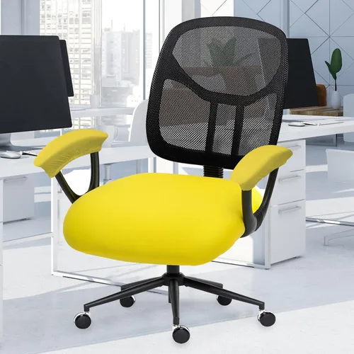 Vista 17 de Fundas elásticas resistentes al agua para sillas de computadora - Protectores lavables para respaldo giratorio y asiento para mascotas - Negro
