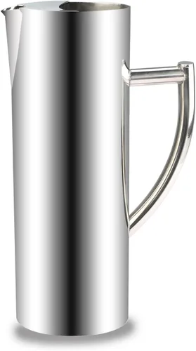 Vista 9 de Jarra de agua de acero inoxidable para restaurante, boca plana, jarra de bebidas de metal, 47 onzas, jarra de té pulida con espejo, dorado MUGLIO Oro