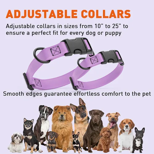 Vista 8 de Dogline Biothane - Collar impermeable para perro con hebilla de liberación rápida, resistente cincha de nailon recubierta con resistente y a prueba