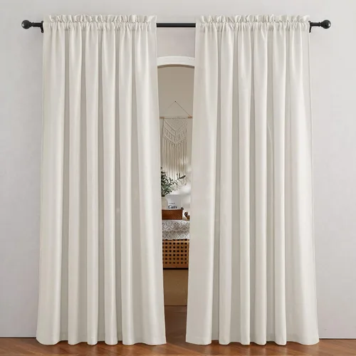 Vista 120 de RYB HOME - Cortinas de lino texturizado semitranslúcidas, privacidad media, filtro de luz, decoración de ventana para dormitorio/baño/sala de estar