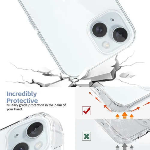 Vista 3 de Funda diseñada para iPhone 15 Plus, diseño de flores silvestres, diseño de plantas silvestres, funda transparente de teléfono para mujer para iPhone