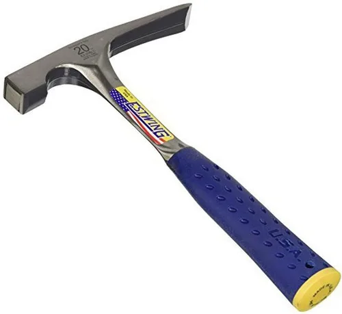 Vista 2 de Estwing - E3‐20BLC Bricklayer's/Mason Hammer - Herramienta masonaria de 20 oz y agarre de reducción de golpes - E3-20BLC Silver & CLC Custom