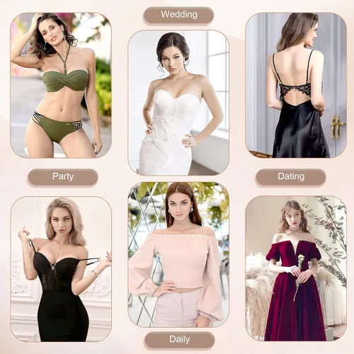 Vista 7 de Sticky Bra, Backless Strapless Bra Push Up, Adhesive Invisible Lift Up Bras 2 Pairs