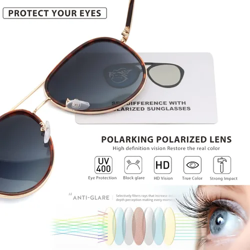 Vista 6 de POLARKING Gafas de sol polarizadas de aviador de gran tamaño para mujeres y hombres, ovaladas de doble puente con marco de metal, protección UV400