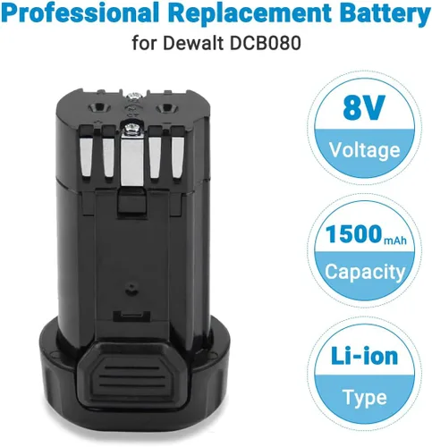 Vista 2 de Exmate Paquete de 2 baterías de 1500 mAh 8 V Max compatibles con Dewalt DCB080 DCF680N1 DCF682 DCB095 DW4390 DCF680N2 DCF680G2 DCL023 DCF680
