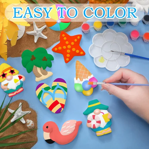 Vista 5 de Simgoing Juego de 24 juegos de pintura de cerámica para bricolaje, listo para pintar, cerámica, pintura, manualidades, artes y manualidades, juego