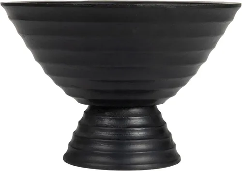 Vista 2 de Creative Co-Op - Tazón de servir con pedestal de madera estilo bohemio, acabado negro