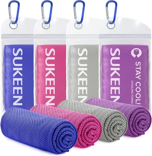 Vista 11 de Sukeen Paquete de 4 toallas refrescantes (40 x 12 pulgadas), envolturas refrescantes para el cuello, toalla de hielo, toalla fría suave