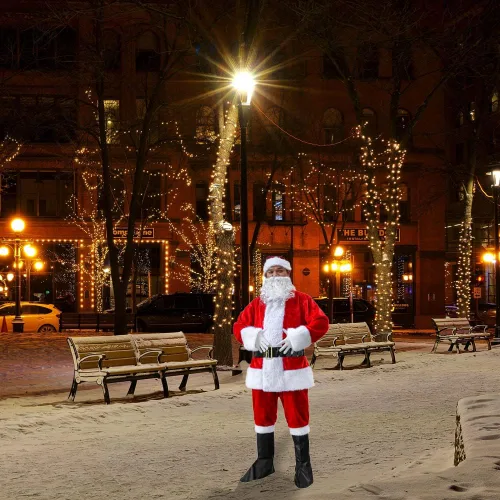 Vista 5 de Traje de Papá Noel de Navidad disfraz de Papá Noel para hombres adultos ropa clásica de franela de Navidad traje de disfraces de Papá Noel