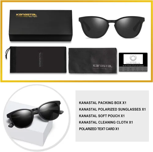 Vista 6 de KANASTAL Gafas de sol polarizadas sin montura semi para hombres y mujeres, montura clásica con montura UV400