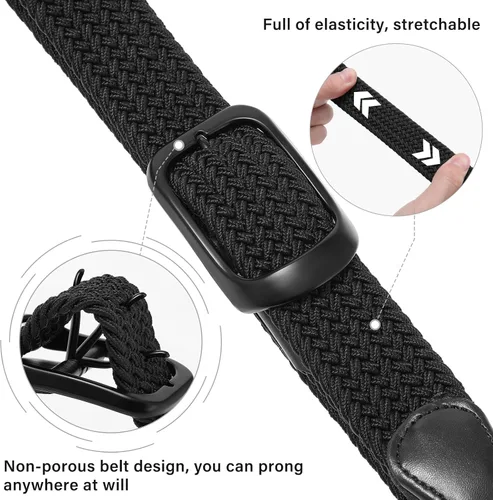 Vista 2 de AWAYTR Cinturón elástico trenzado para mujer - Cinturón de tela tejida elástica para mujer para jeans