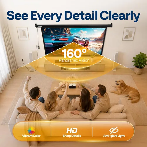 Vista 8 de VIVOHOME Pantalla de proyector motorizada 16:9 de 72 pulgadas con control remoto, pantalla de proyección eléctrica automática, pantalla de cine HD