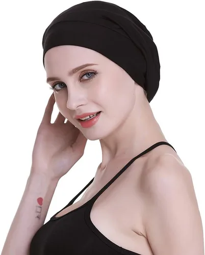 Vista 4 de Gorro de dormir con forro de satén de seda, interior de 0.748 in, 100% seda de morera, viscosa exterior natural transpirable para el cabello