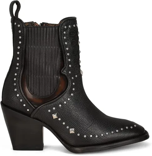 Vista 4 de Cuadra Botín para mujer en cuero genuino negro 4P04RS