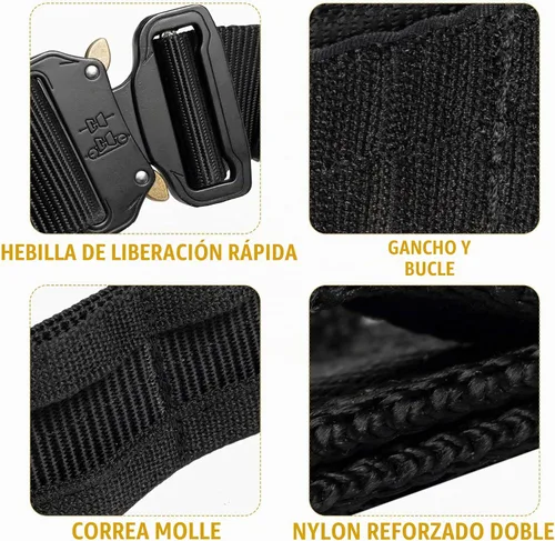 Vista 5 de VISMIX Cinturón táctico, cinturón de batalla MOLLE de liberación rápida de 1.75 pulgadas con cinturón interior y almohadilla antideslizante Negro