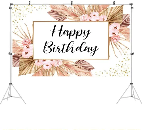 Vista 2 de Ticuenicoa Fondo rosa de 5 x 3 pies para fotografía de cumpleaños para niñas y mujeres, pancarta de 16, 21, 30, 40, decoración de fiestas