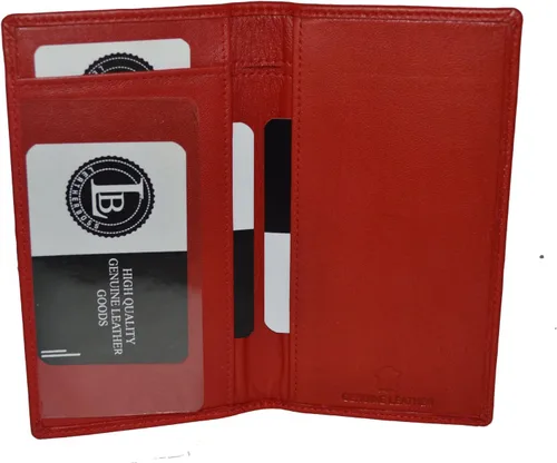 Vista 2 de Leatherboss - Funda de piel auténtica para chequera, Rojo -, Cartera de viaje