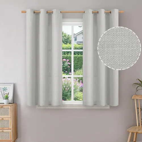 Vista 94 de BGment Cortinas de Lino Beige de 63 Pulgadas de Largo 2 Paneles - Tratamientos para Ventanas con Textura de Arpillera Filtrantes de Luz Cortinas