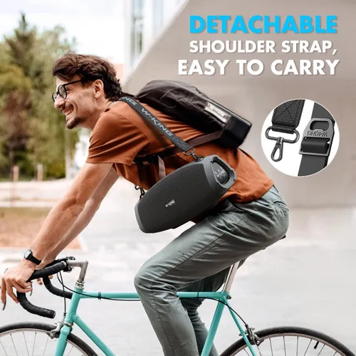 Vista 8 de W-KING Altavoces Bluetooth portátiles con micrófono inalámbrico, (pico de 120 W) 70 W altavoz para exteriores Bluetooth inalámbrico impermeable