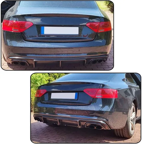 Vista 3 de Difusor de parachoques trasero negro brillante compatible con Audi S5 A5 B8.5 Sline 4 puertas 2 puertas 2012-2017 parachoques inferior alerón kit