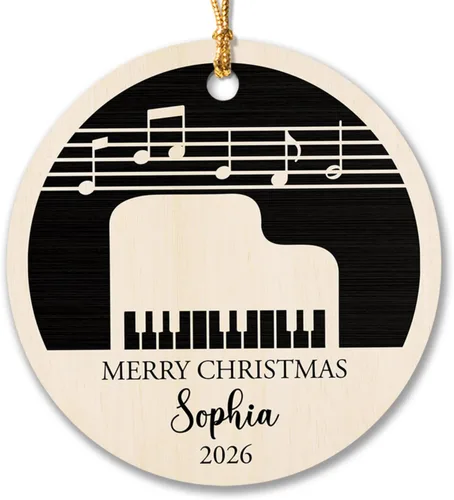 Vista 11 de Adorno de Navidad de instrumento musical de acordeón, nombre personalizado y adorno de año para acordeonista, regalo de profesor de música