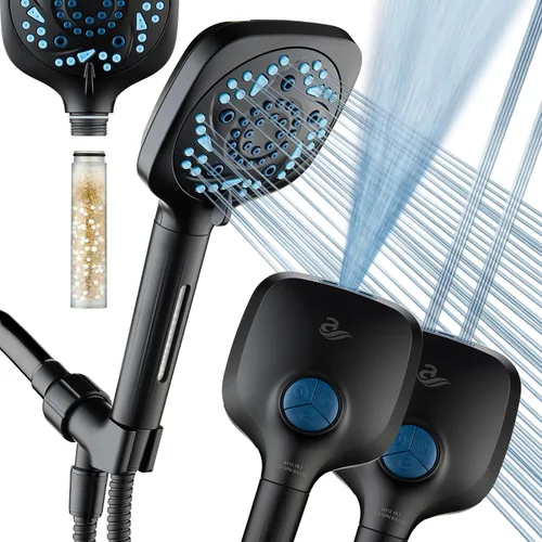 Vista 9 de AquaCare High Pressure 10 Spray Mode Filtered Showerhead - Handheld Shower Head Filters Chlorine to Heal Dry Skin, Revive Hair - Dual Power Wash