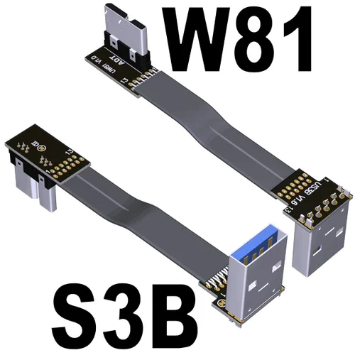 Vista 17 de ADT-Link USB 3.0 tipo A macho a Micro-B macho, cinta plana EMI blindaje FPC USB 3.0 Micro B conector de ángulo de 90 grados hacia abajo