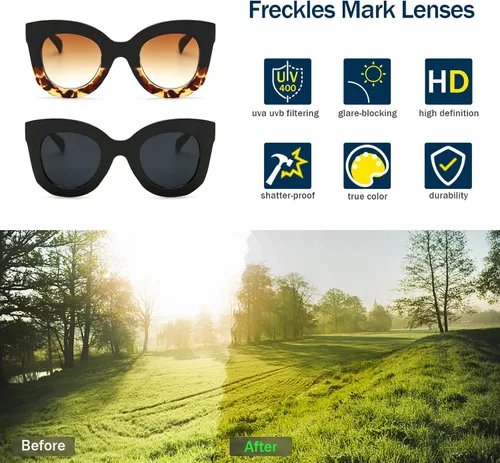 Vista 5 de Gafas de sol con diseño de mariposa, semi ojo de gato, montura de plástico y lentes gradientes transparentes
