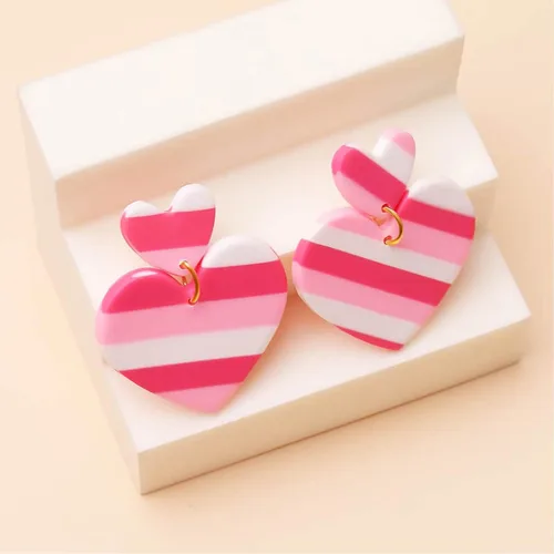 Vista 2 de Valentine Earrings for Women Pink Heart Earrings Valentines Day Gifts for Her Valentines Dress Shirts Outfits Accessories Pink Stuff