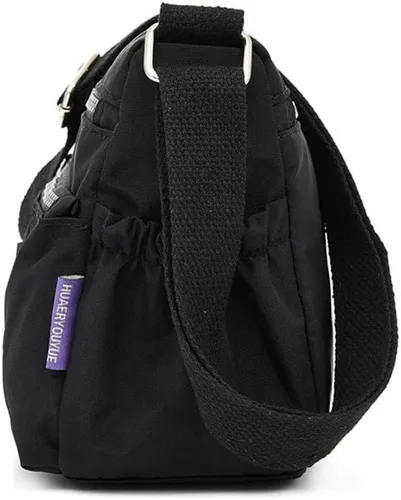 Vista 2 de Bolso de mano de hombro diario impermeable compras elegante nailon mujeres mensajero bolsos bandolera mujer (negro, talla única), Negro