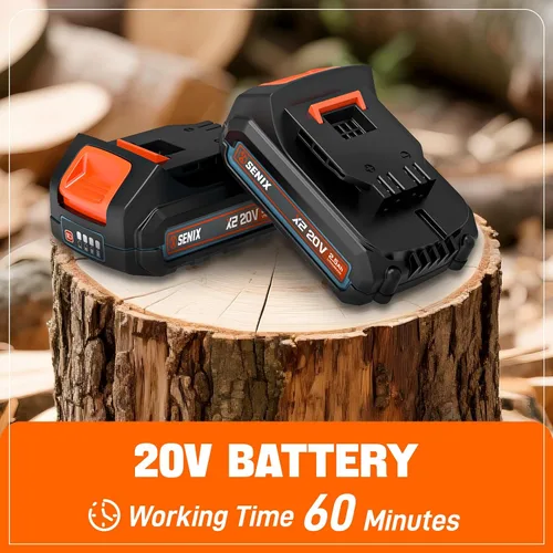 Vista 5 de SENIX Motosierra inalámbrica, motosierra de batería de 20 V y 10 pulgadas, motosierra sin escobillas, incluye batería de 2.5 Ah y cargador