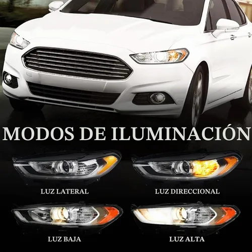 Vista 3 de FIONE para Ford Fusion Conjunto de Faros 2013 2014 2015 2016 Faros de Halógeno Proyector de Repuesto Carcasa Negra Lente Transparente Luz Frontal