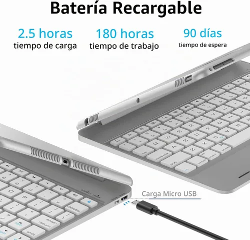 Vista 4 de NOKBABO Teclado para iPad 6ª generación, compatible con iPad Pro 9.7 pulgadas, para iPad 5ª generación, para iPad Air 2 y 1 teclado, 130 ° Smart