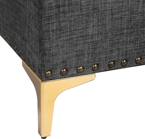 Vista 7 de Homebeez Banco otomano de almacenamiento de tela de lino, taburete rectangular con patas de metal (Y-gris oscuro)