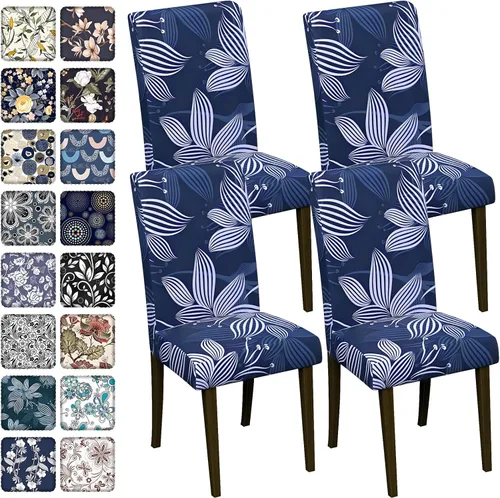 Vista 27 de Fundas para sillas de comedor CoSofSLIP, juego de 2, fundas estampadas elásticas antideslizantes, fundas extraíbles y lavables para sillas