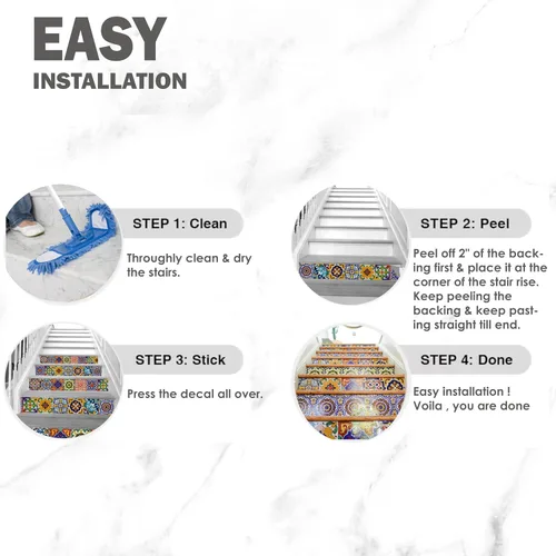 Vista 24 de Stair Riser Strip Vinyl Decal, Amalfi, 5" x 49", Pack of 5