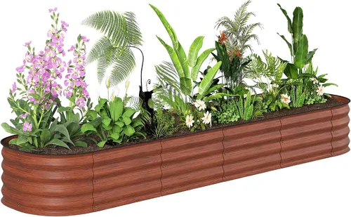 Vista 36 de Outsunny Kit de cama de jardín elevada galvanizada con barras de refuerzo, maceta de metal grande y alta para verduras, flores y hierbas, 6 x 3 x 2