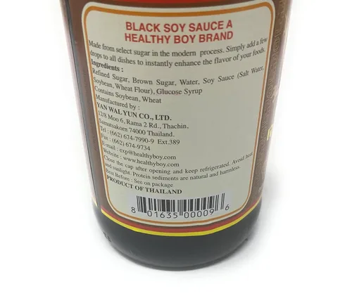 Vista 3 de Healthy Boy Salsa de soja negra 34oz importada de Tailandia