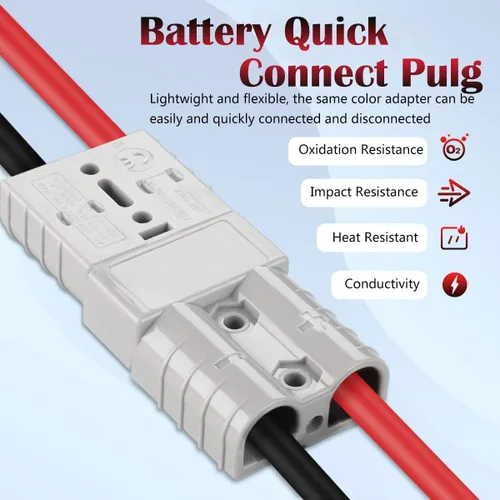 Vista 3 de CESFONJER 50A Conector de Conexión/Desconexión Rápida de Batería con Cable Conector de Batería de 10AWG y Anillo O, para Montacargas Eléctrico