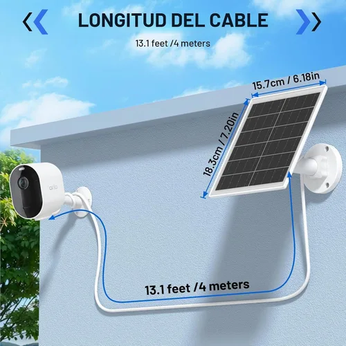 Vista 7 de Cargador de panel solar de 5 W compatible con cámara Arlo Pro 5S/Pro 4/Pro 3/Ultra/Ultra 2/Go 2, carga de paneles solares con cable de carga