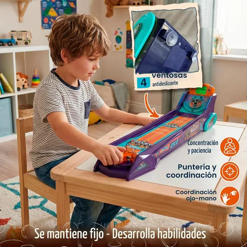 Vista 6 de Juego de Bola de Callejón — Juego de Mesa Electrónico de Rodar y Puntuar, Puntuación Automática con Luces y Sonido, Lanzador con Manija — 1-2