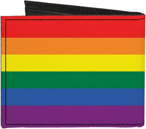 Vista 2 de Buckle-Down Cartera plegable de lona para hombre Pride, 4.0" x 3.5", Pride